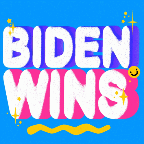 the text biden win with a smile drawn across it