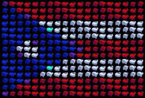an interactive pixelistic flag made of red, white, and blue colors
