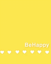 a pixel screen showing the text be happy on it