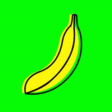 a green banana with black lines on a green background