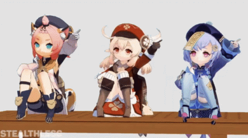 four animated avatars standing on a beam