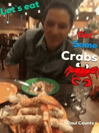 a woman is at the counter with a plate of crablings