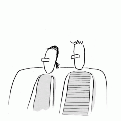 the two men in this cartoon are facing each other