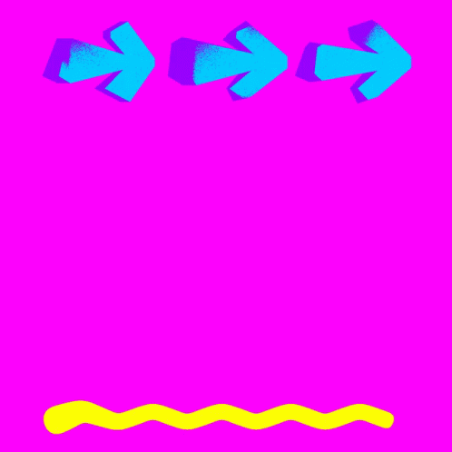 several arrows, with blue and yellow waves, on a pink background