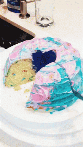a cake with a heart cut in half