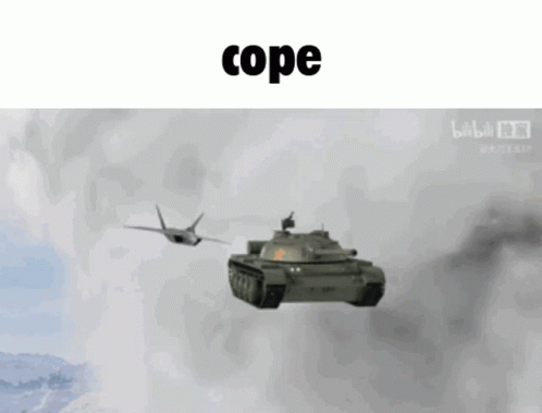 a tank flying in the sky next to a helicopter