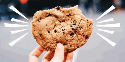 a hand holding up a large blue cookie