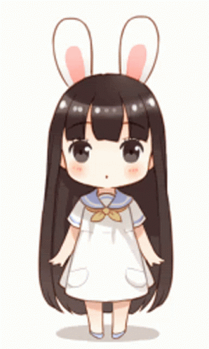 cartoon character wearing bunny ears and a dress
