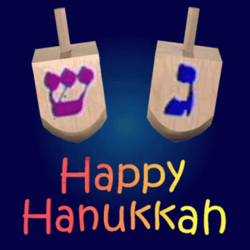 a pair of paper bags that say happy hanukkah and are hung on a clothes line