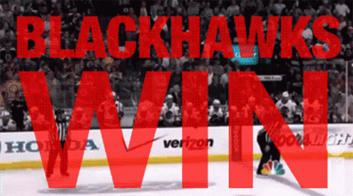 an image of black hawks win over vancouver