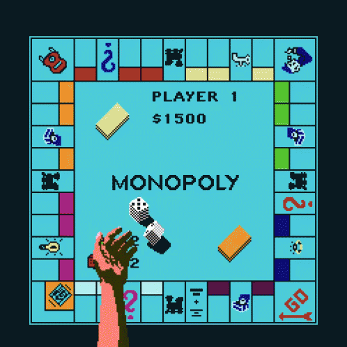 this video game is playing monopoly and not in service