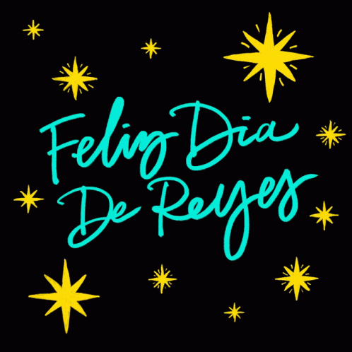 yellow lettering that reads felig dia de reges on black