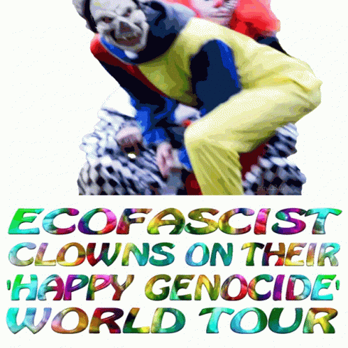 a monkey jumping from the back of a clown into the air