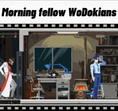 there are three people playing a game with the words morning fellow wookians