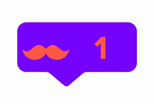 a speech bubble with a mustache and the number one