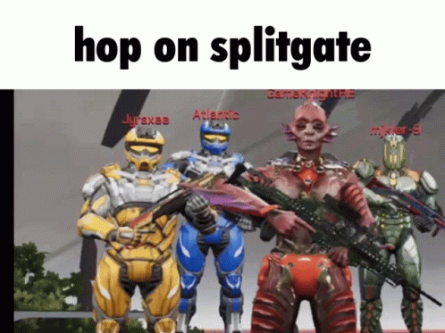 a group of three aliens standing in a row with guns in their hands