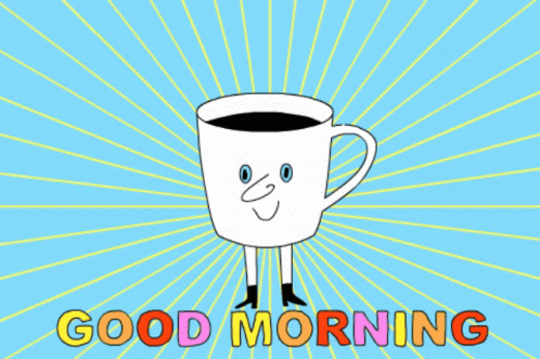 a cartoon mug with an emojble expression and text