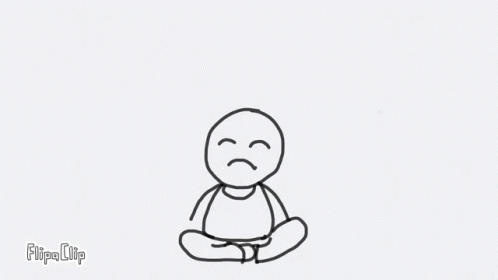 cartoon line drawing of a man sitting cross legged