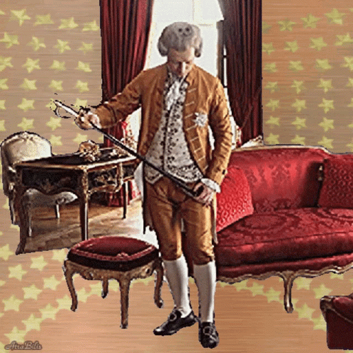 a digital painting of a man holding an instrument
