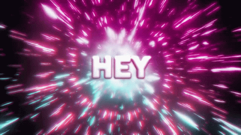 a picture of the word hey written in bright purple and yellow stars