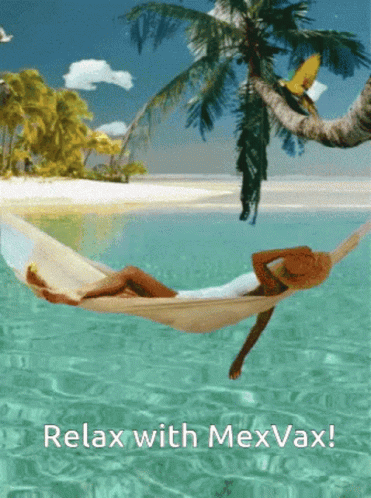an advertit featuring a floating hammock on the beach