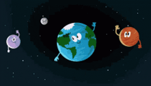 this is an animated earth scene, and the other three of them have faces