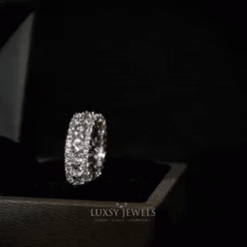 a diamond wedding band in a jewelry box