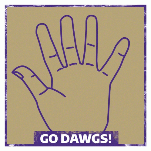 the image has an image of a hand saying go dawgs