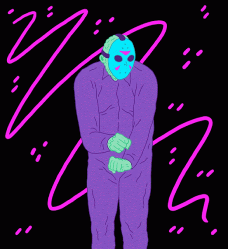 an image of a man in a mask and a neon colored background