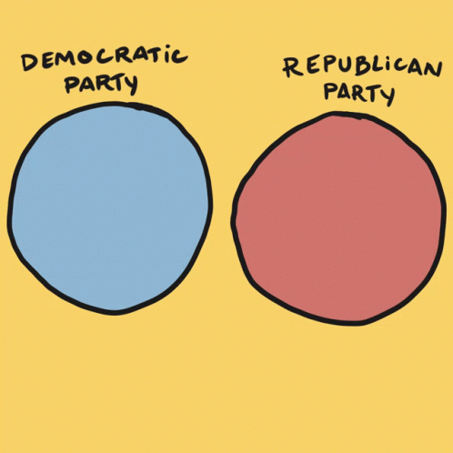 two separate versions of political party, demonstrating different types