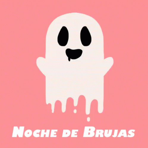 a ghost with an evil face in white text that says noche de brutas