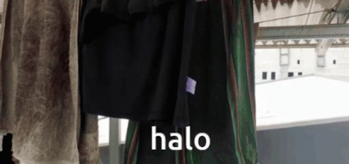 a view of an open curtain with the word halo on it