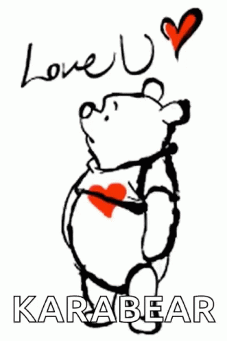 a drawing of a teddy bear holding a blue heart