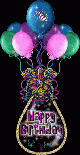 a number of balloons on a birthday card