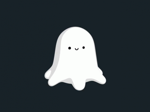 a white ghost with a smile on it's face