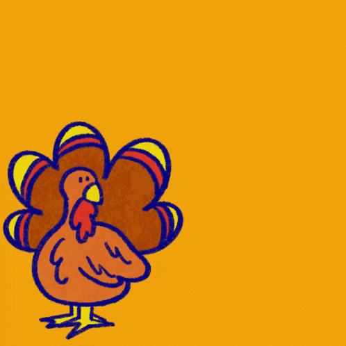 a drawing of a red and blue turkey on a blue background
