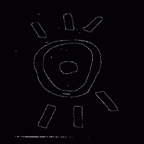 a line drawing of a sun with two different shapes