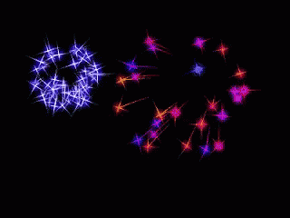 a fireworks display with multicolored and black sky