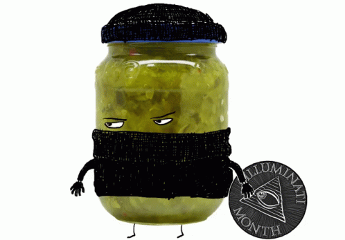 an image of a mason jar with eyes and a hat