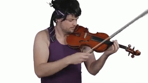 a man plays violin while wearing a bandana