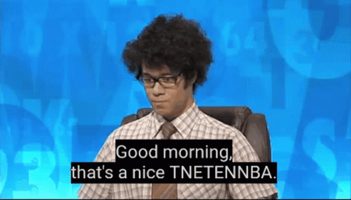 an african american man sits in a chair while on tv, with text overlaying him reading good morning that's a nice