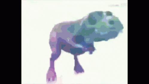 the image of a dog is blurry as he bends over