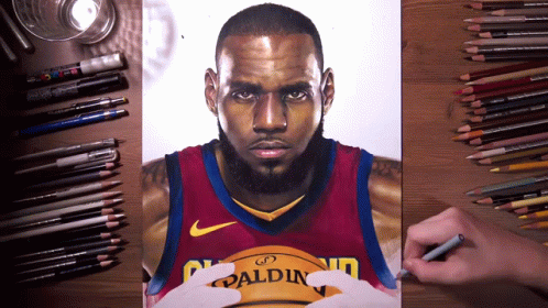 the image of a basketball player is painted on to paper