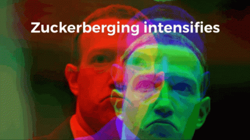 a bright image of two people with the word zuckerberging inferes above them