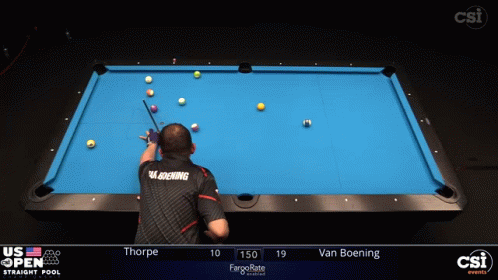 a man playing a game of pool on tv