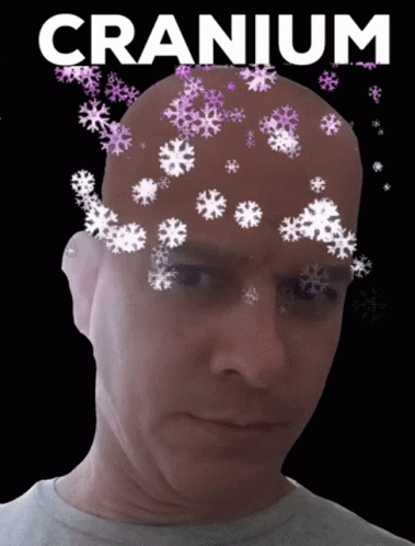 a person with snowflakes in the head
