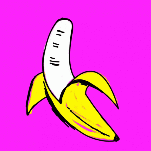 blue and white banana with pink background
