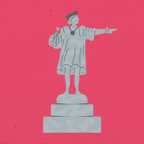 a statue of a person pointing towards soing