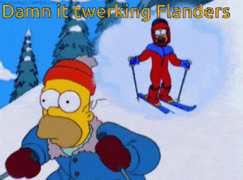 a cartoon character is skiing on the snow