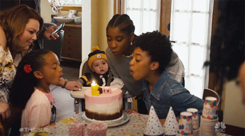 an adult and a group of children around a cake